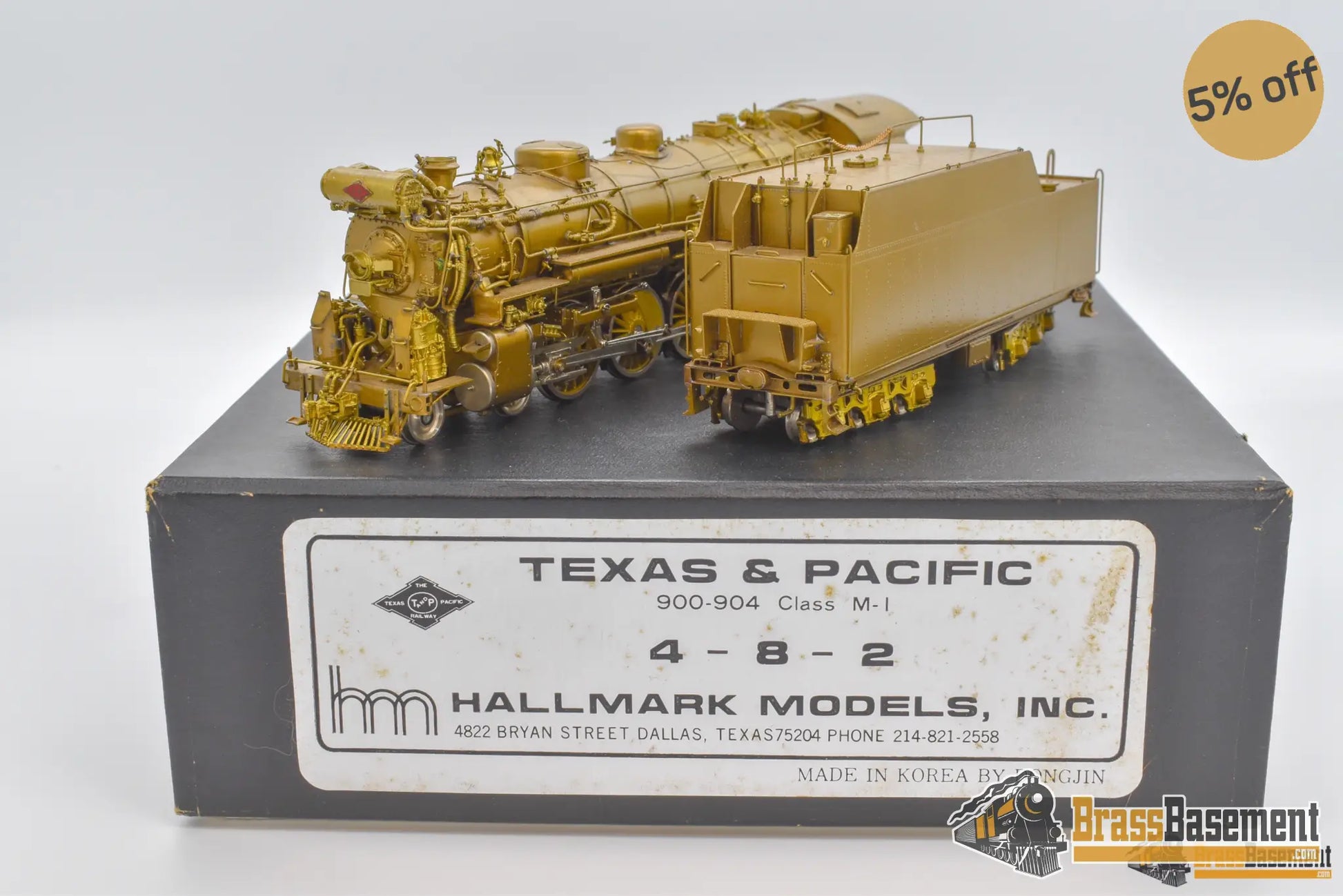 Ho Brass - Hallmark Texas & Pacific 4 - 8 - 2 With Elesco Fwh Unpainted Steam