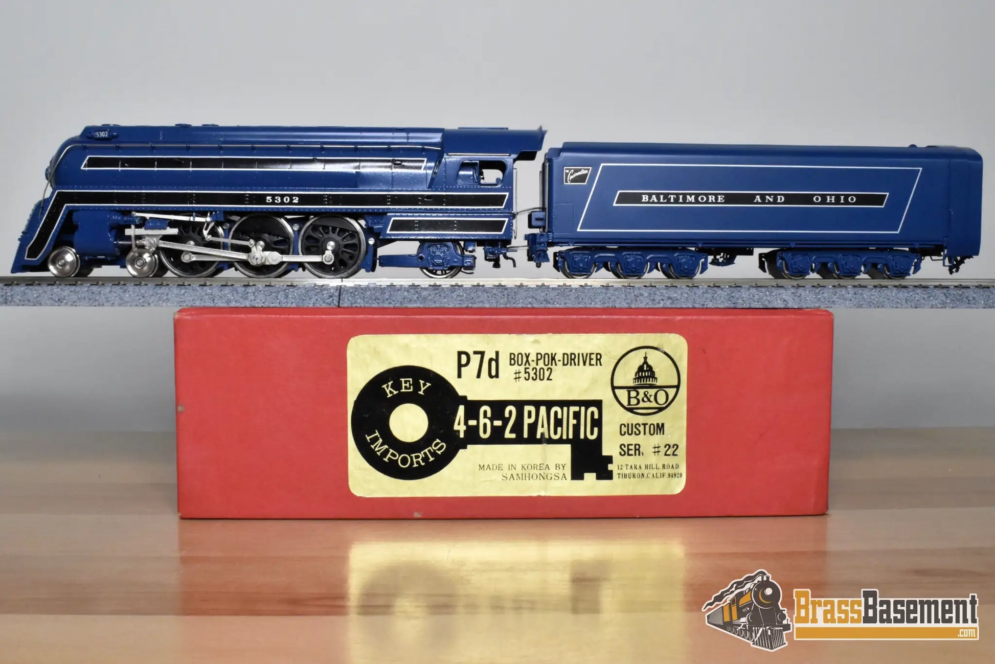 HO Brass - Key Imports Baltimore & Ohio B&O P-7d 4-6-2 #5302 BOX POX CS #22 - F/P Wrong Blue - Steam