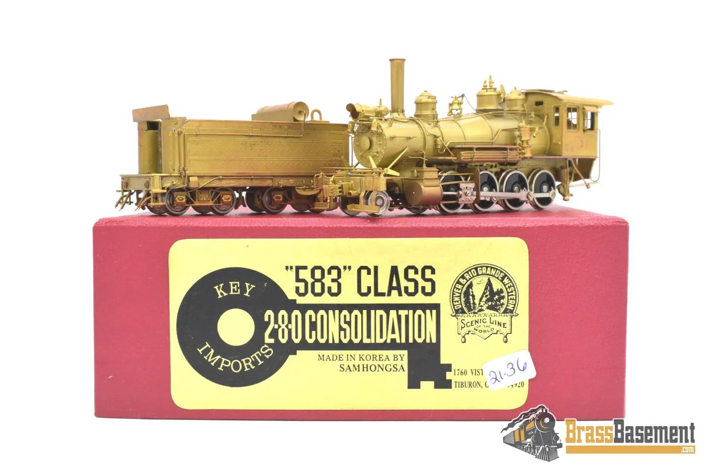 Ho Brass - Key Imports D&Rgw Rio Grande ‘583’ Class 2 - 8 - 0 Consolidation Unpainted/Stained Steam
