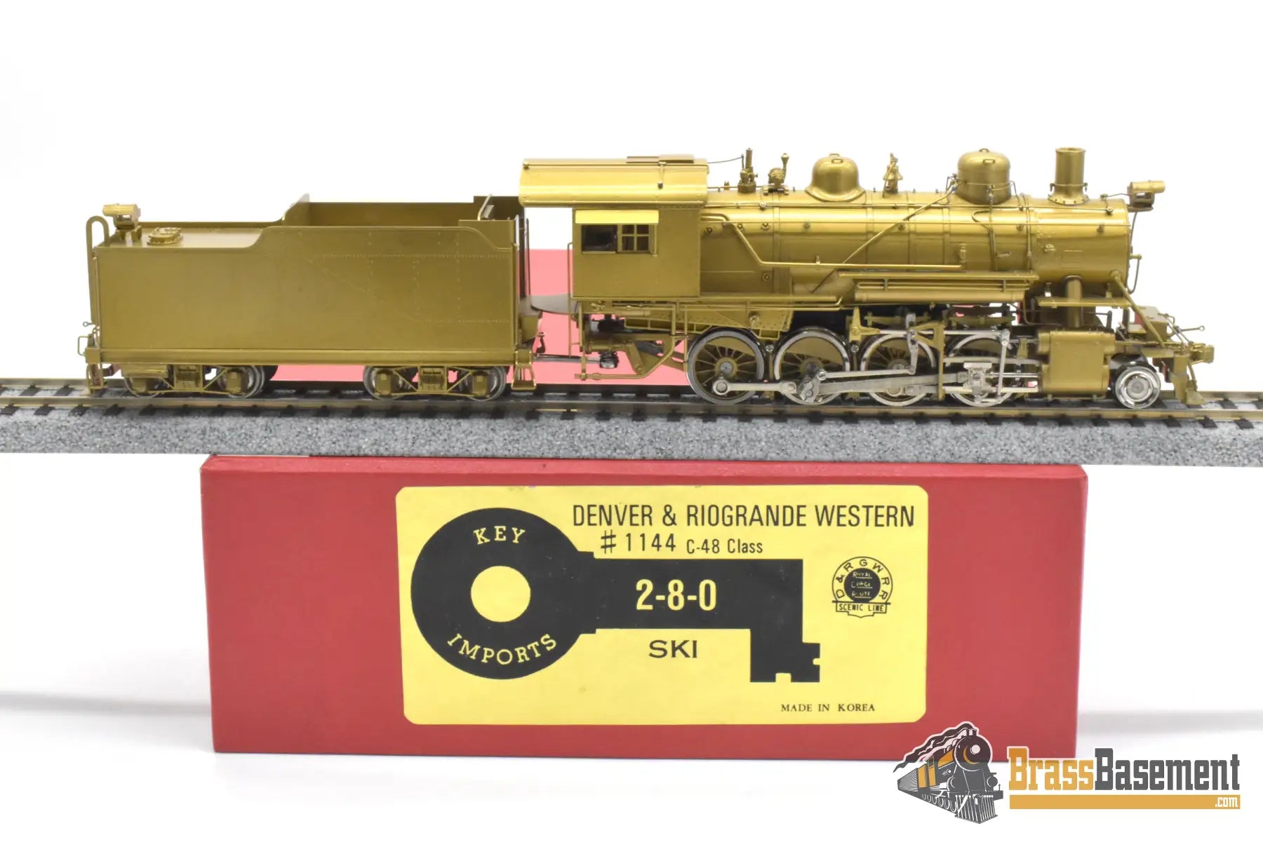 HO Brass - Key Imports DRGW Rio Grande 2-8-0 C-48 #1144 - Unpainted Runs Well Steam