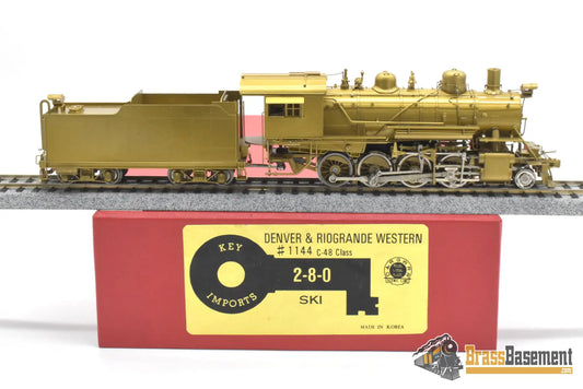 HO Brass - Key Imports DRGW Rio Grande 2-8-0 C-48 #1144 - Unpainted Runs Well Steam