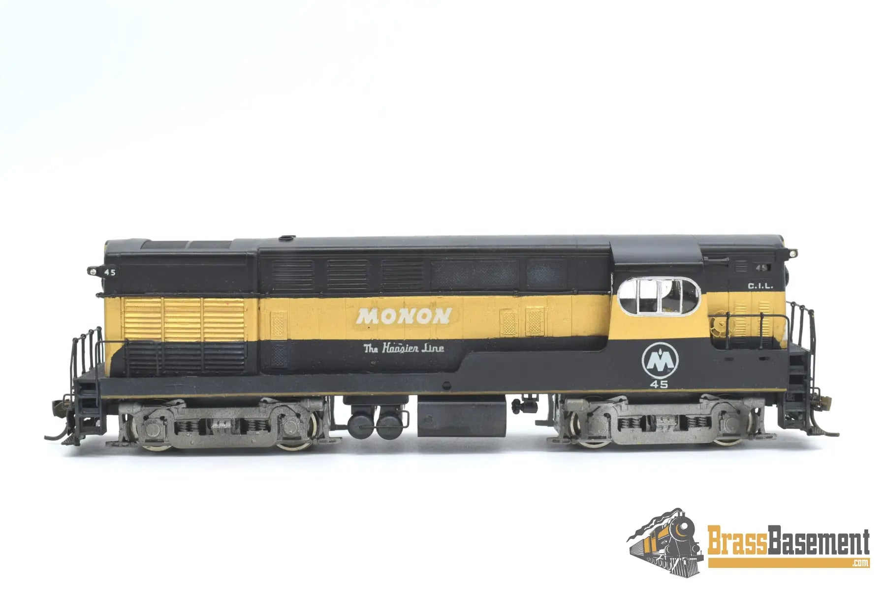 Ho Brass - Key Imports Monon Black/Gold H - 16 - 44 Loewy Style W/ Aar Trucks Diesel