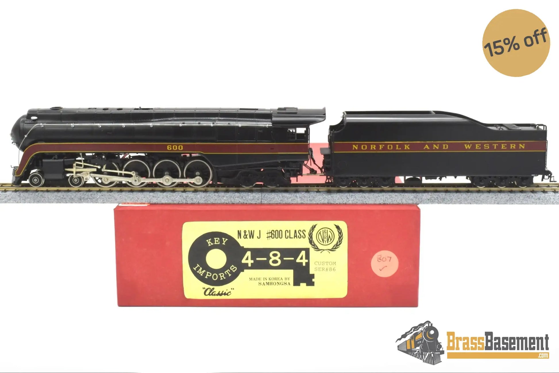 Ho Brass - Key Imports Norfolk & Western N&W J 4-8-4 #600 C/S #86 F/P Nice Steam