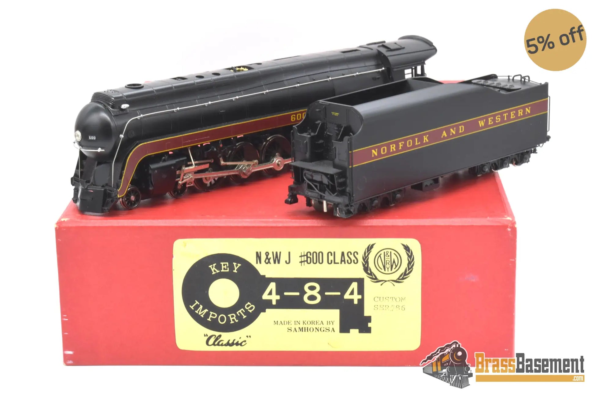 Ho Brass - Key Imports Norfolk & Western N&W J 4 - 8 - 4 #600 C/S #86 F/P Steam