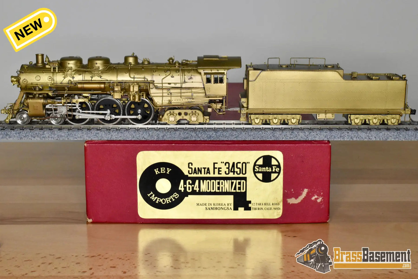HO Brass Key Imports Santa Fe ATSF 4 6 4 #3450 Modernized Unpainted Steam