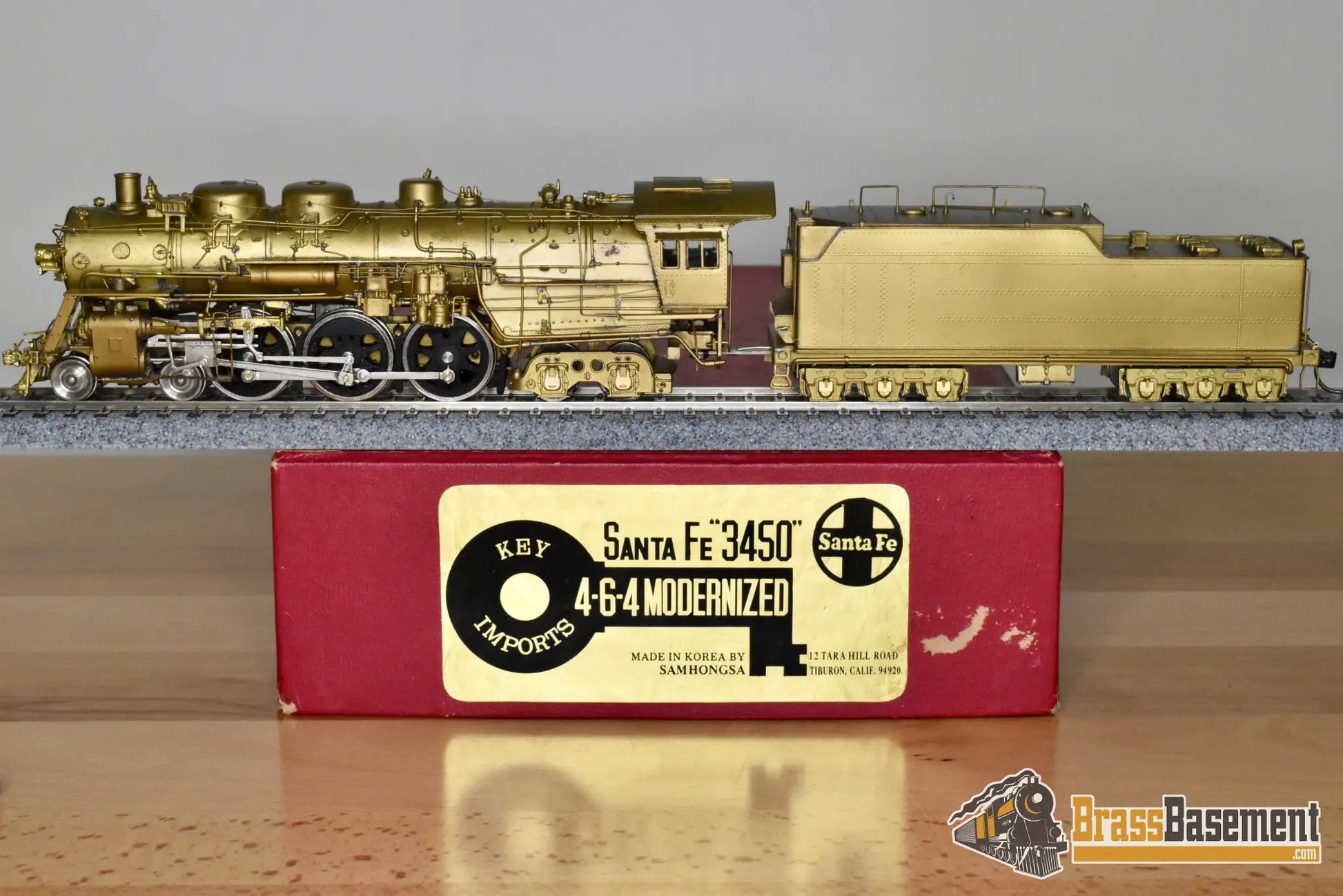 HO Brass Key Imports Santa Fe ATSF 4 6 4 #3450 Modernized Unpainted Steam
