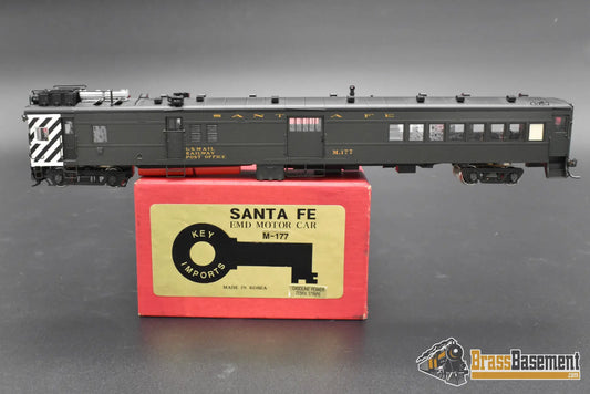 HO Brass – Key Imports Santa Fe ATSF EMD Motor Car M-177 – FP – Zebra Stripe – Mint Passenger
