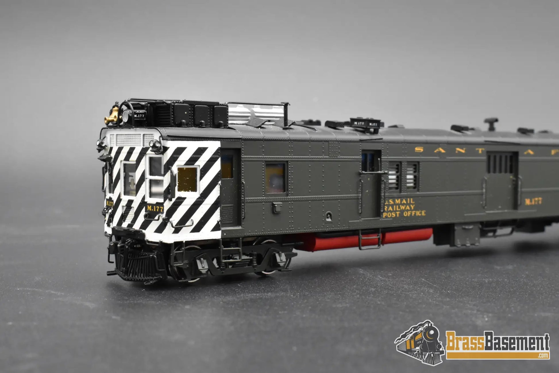 HO Brass – Key Imports Santa Fe ATSF EMD Motor Car M-177 – FP – Zebra Stripe – Mint Passenger