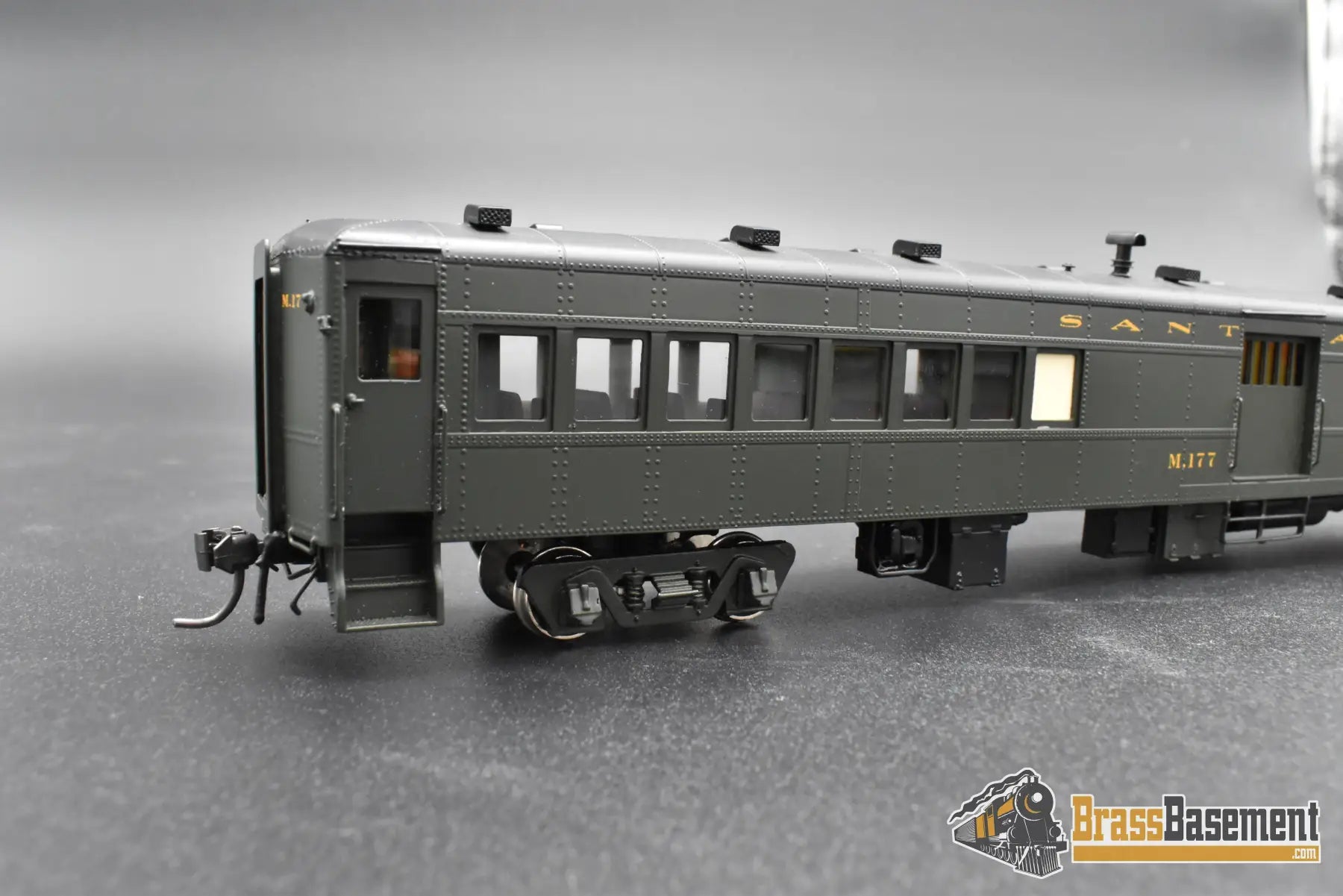 HO Brass – Key Imports Santa Fe ATSF EMD Motor Car M-177 – FP – Zebra Stripe – Mint Passenger