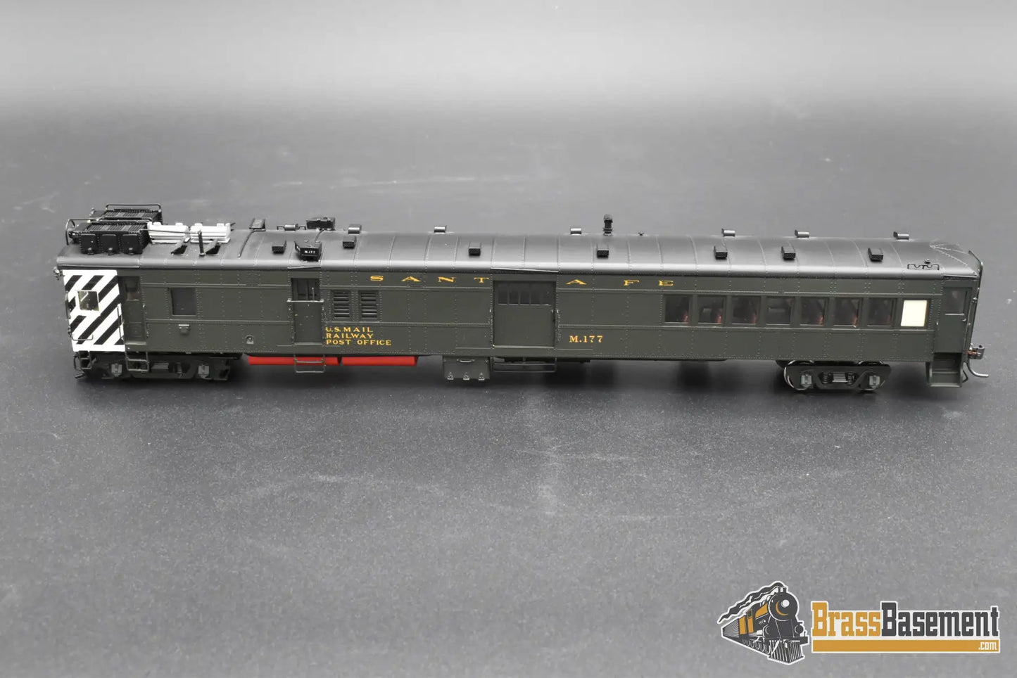 HO Brass – Key Imports Santa Fe ATSF EMD Motor Car M-177 – FP – Zebra Stripe – Mint Passenger