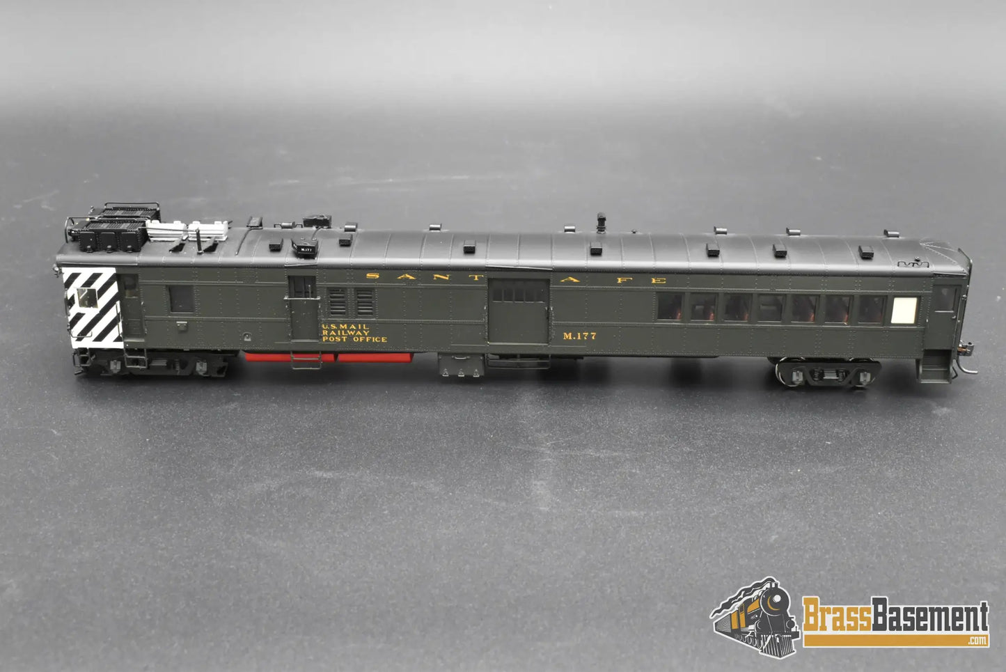 HO Brass – Key Imports Santa Fe ATSF EMD Motor Car M-177 – FP – Zebra Stripe – Mint Passenger