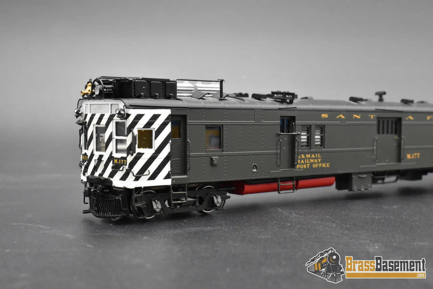 HO Brass – Key Imports Santa Fe ATSF EMD Motor Car M-177 – FP – Zebra Stripe – Mint Passenger