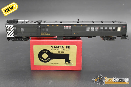 HO Brass – Key Imports Santa Fe ATSF EMD Motor Car M-177 – FP – Zebra Stripe – Mint Passenger
