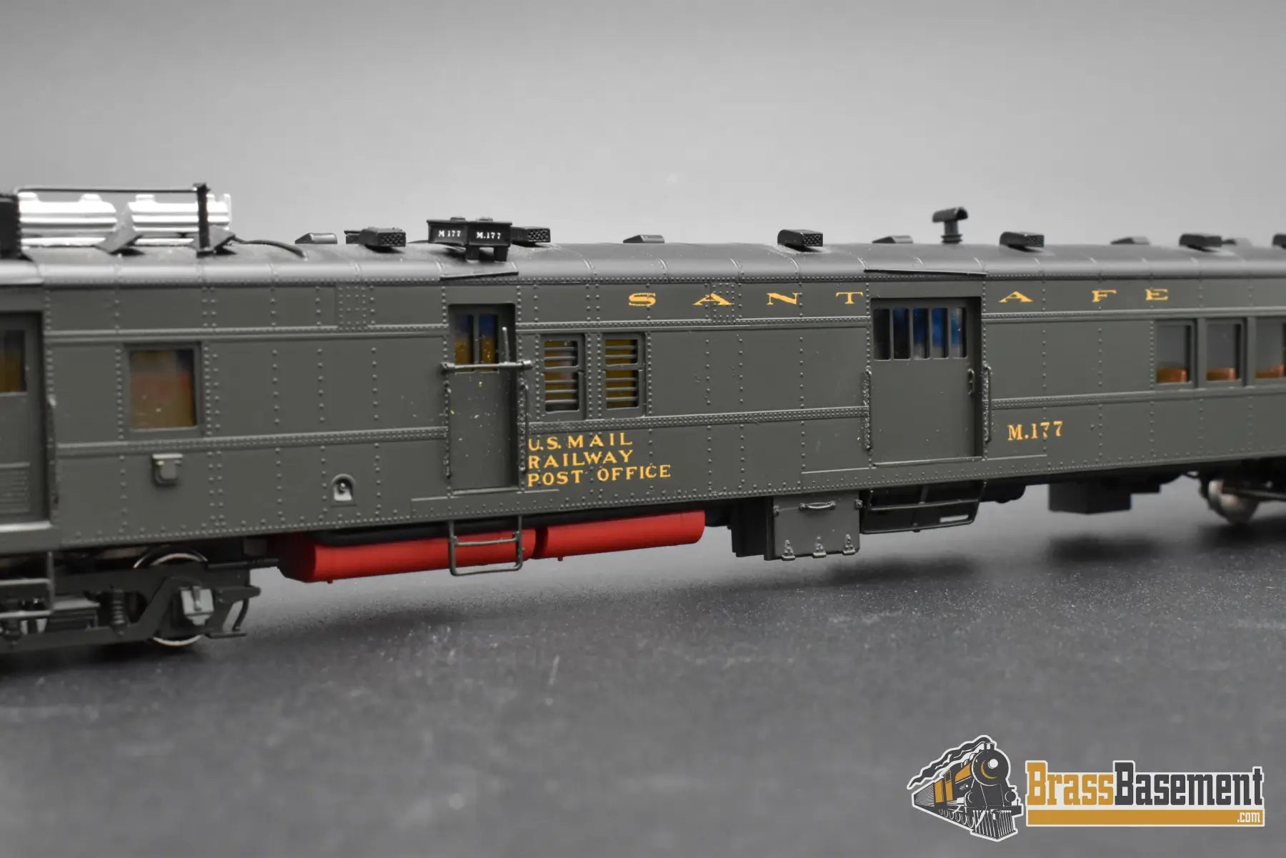HO Brass – Key Imports Santa Fe ATSF EMD Motor Car M-177 – FP – Zebra Stripe – Mint Passenger