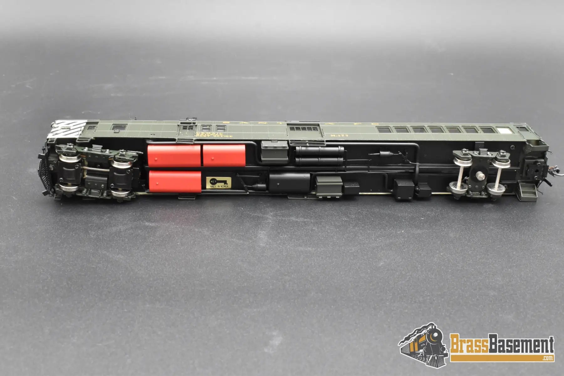 HO Brass – Key Imports Santa Fe ATSF EMD Motor Car M-177 – FP – Zebra Stripe – Mint Passenger
