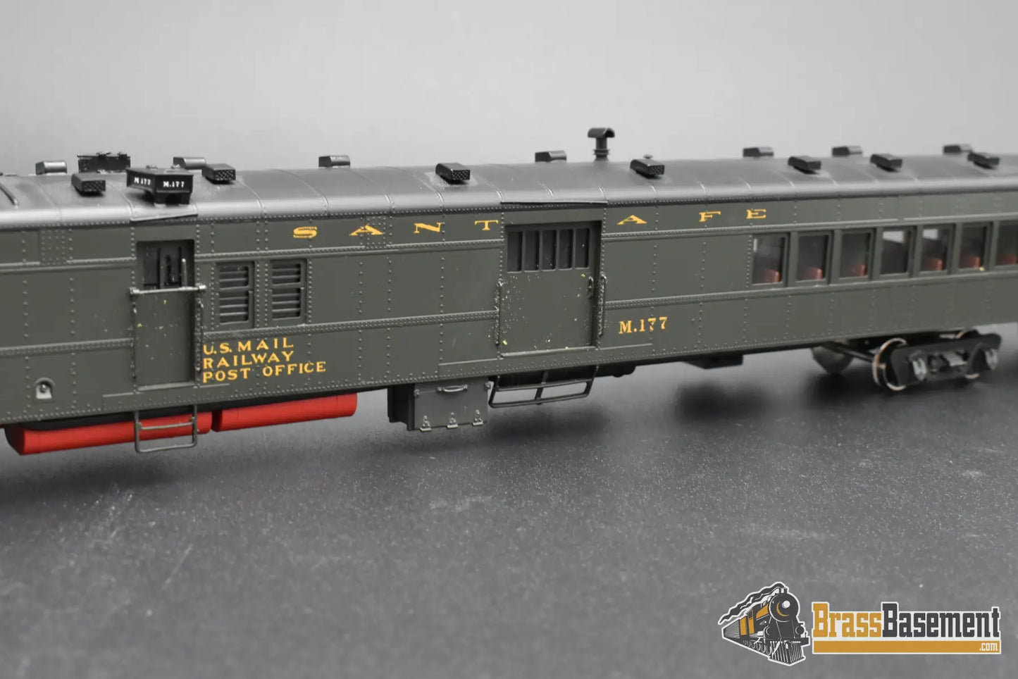HO Brass – Key Imports Santa Fe ATSF EMD Motor Car M-177 – FP – Zebra Stripe – Mint Passenger