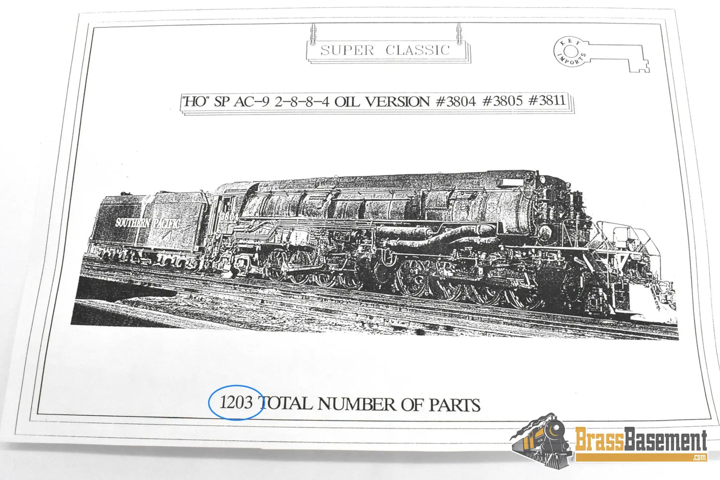 HO Brass – Key Imports SP Southern Pacific AC-9 2-8-8-4 #3811 – Oil – F/P – Mint Steam Locomotive
