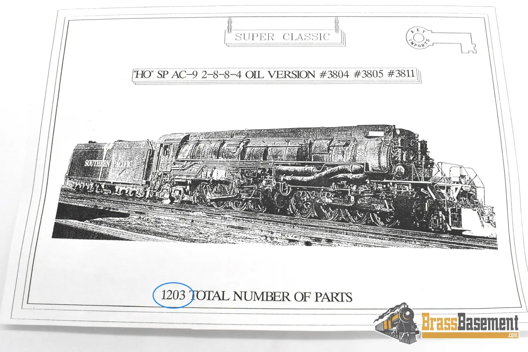 HO Brass – Key Imports SP Southern Pacific AC-9 2-8-8-4 #3811 – Oil – F/P – Mint Steam Locomotive