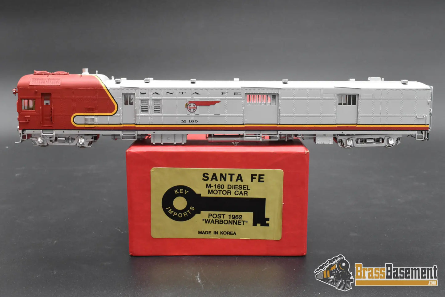 HO Brass - Key Santa Fe M-160 Motor-Car Doodlebug ’Warbonnet’ Post 1962 - FM Korea - FP Passenger