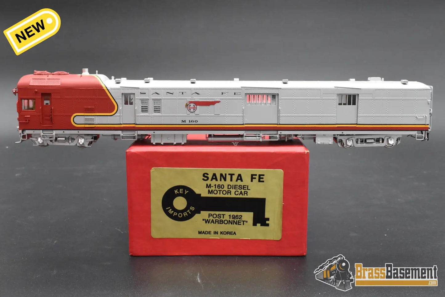 HO Brass - Key Santa Fe M-160 Motor-Car Doodlebug ’Warbonnet’ Post 1962 - FM Korea - FP Passenger