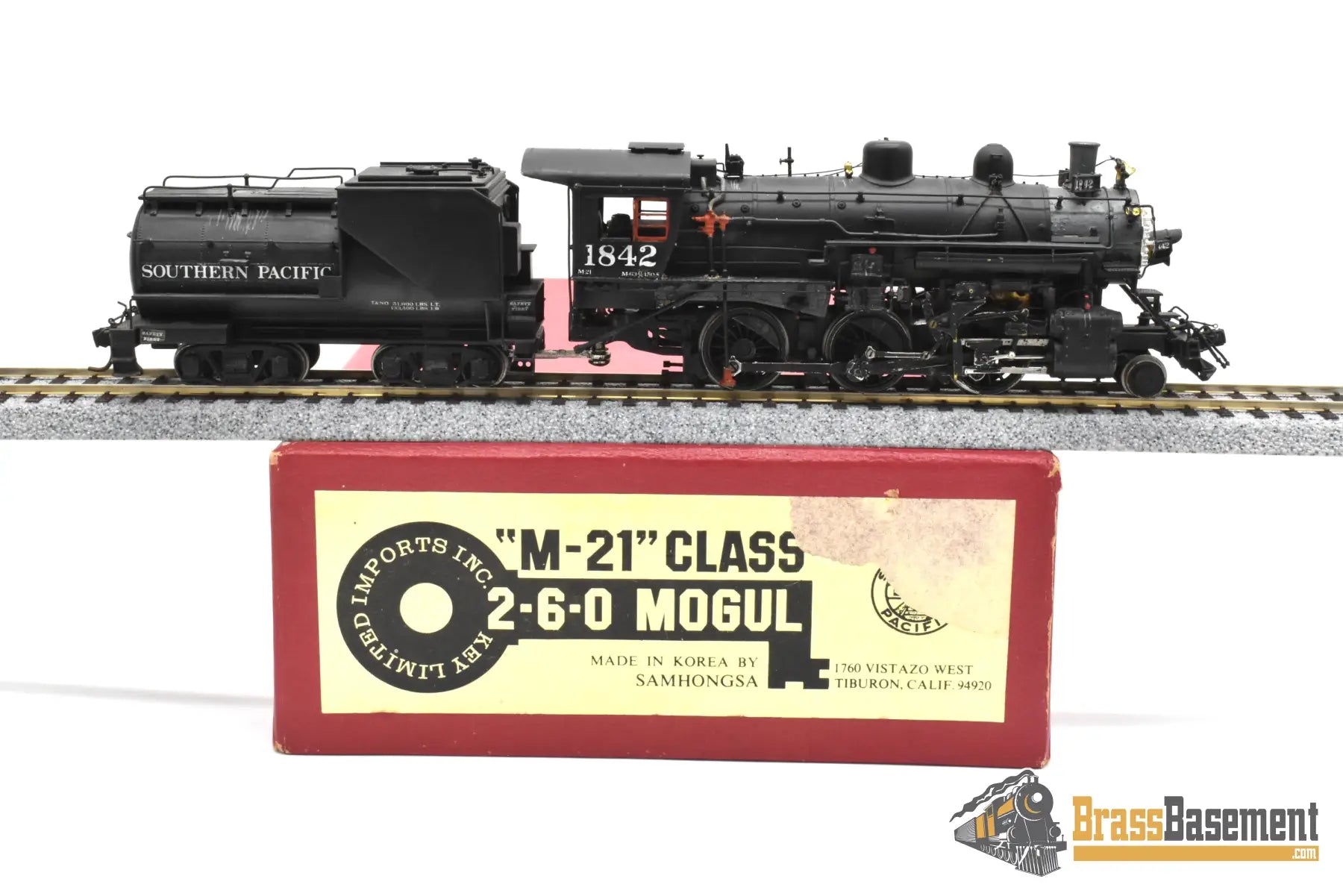 HO Brass - KeySouthern Pacific SP M-21 2-6-0 Mogul #1842 - Samhongsa CP Steam