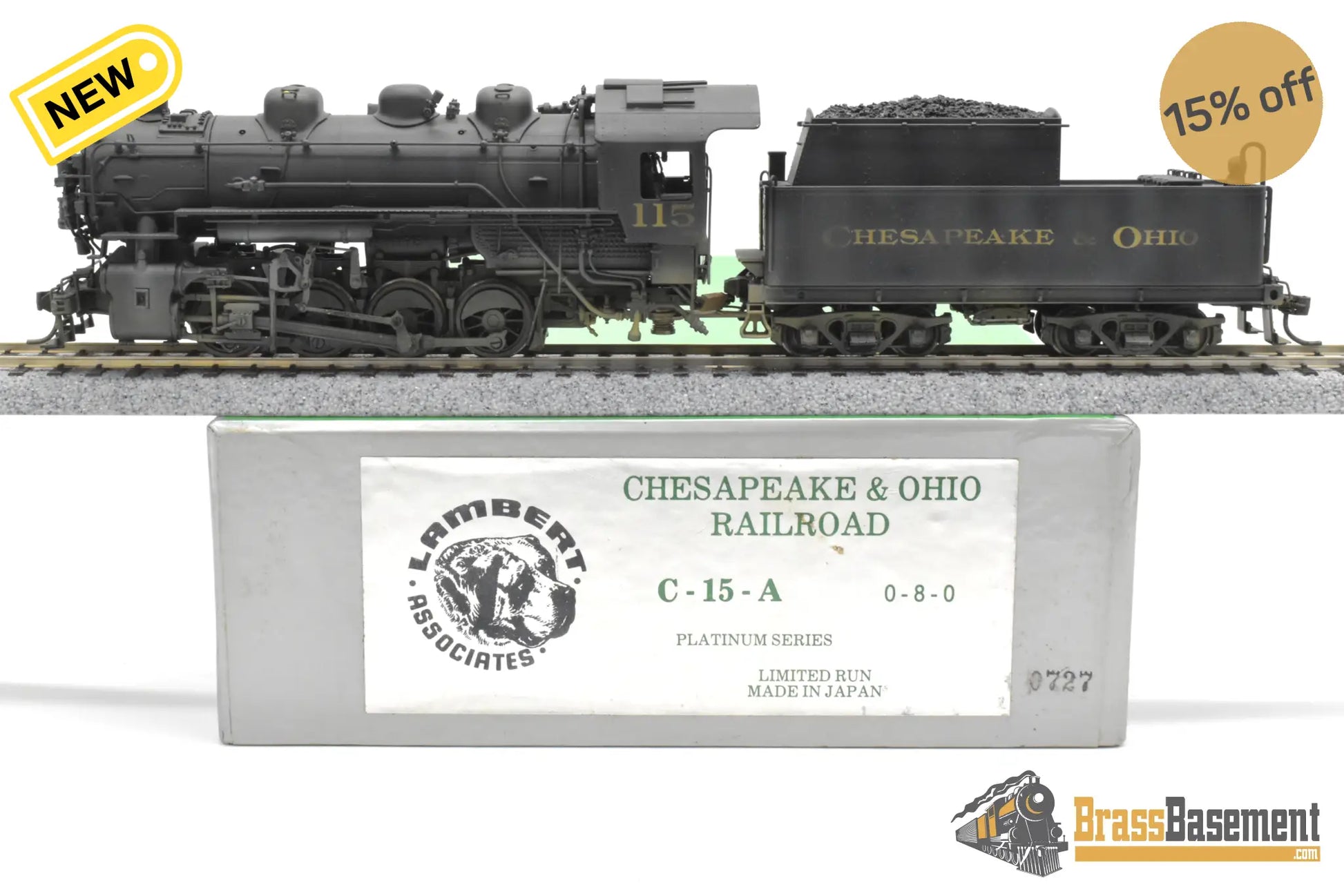 HO Brass - Lambert Chesapeake & Ohio C&O 0-8-0 #115 C/P Weathered - PLATINUM Series Steam