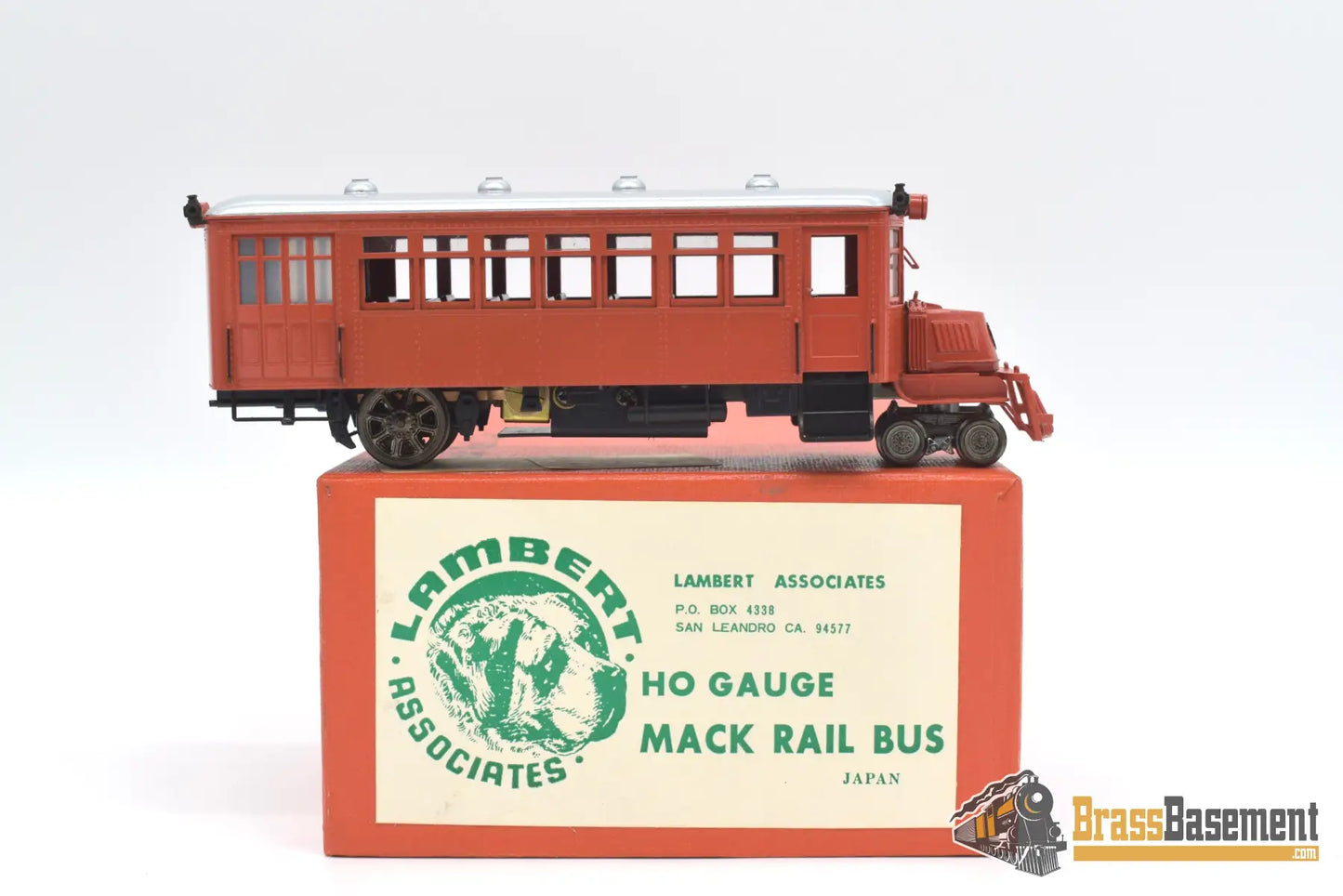 Ho Brass - Lambert Mack Rail Bus W/ Interior Factory Painted Orange Passenger