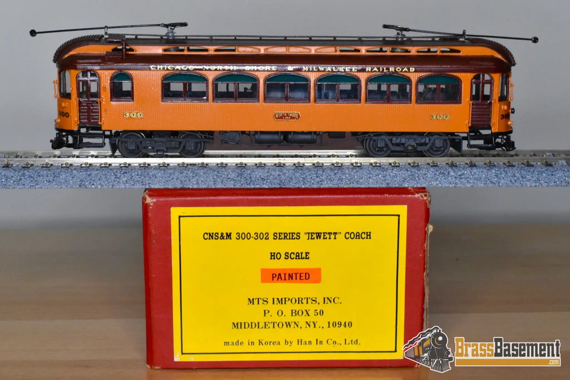 HO Brass MTS CNS&M North Shore Line ’Jewett’ Coach #300 Factory Painted Interurban