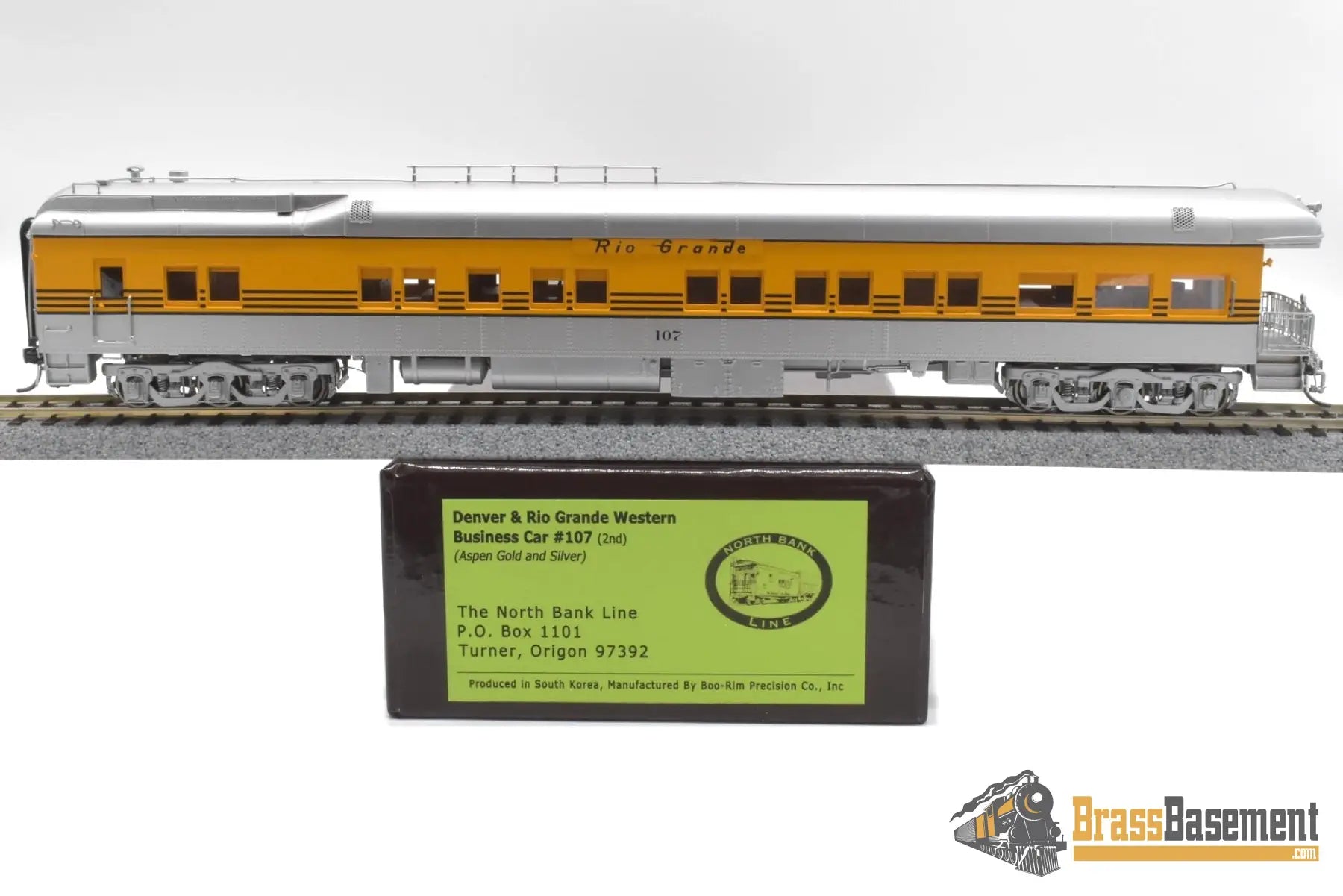 Ho Brass - Nbl D&Rgw Business Car #107 (2Nd) 1955 - 1964 Era Version 5A Fp Aspen Gold / Silver