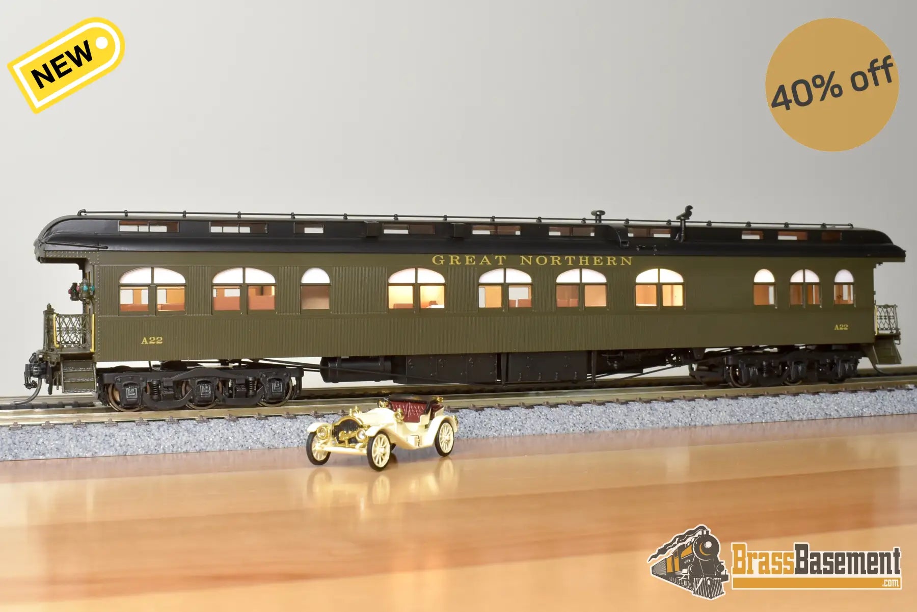 Ho Brass - Nbl Gn Business Car #A22 (2Nd) 1920S Era Fp Green Wood Sided W/ Packard Automobile!