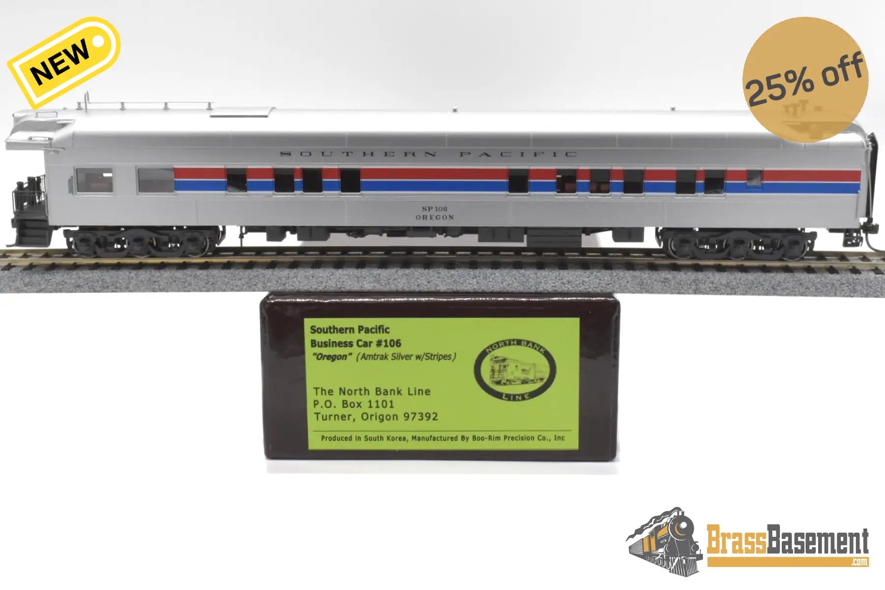 Ho Brass - Nbl Sp Business Car #106 ’Oregon’ 1975 - 1982 Era Version 1E Fp (Amtrak) Silver W/