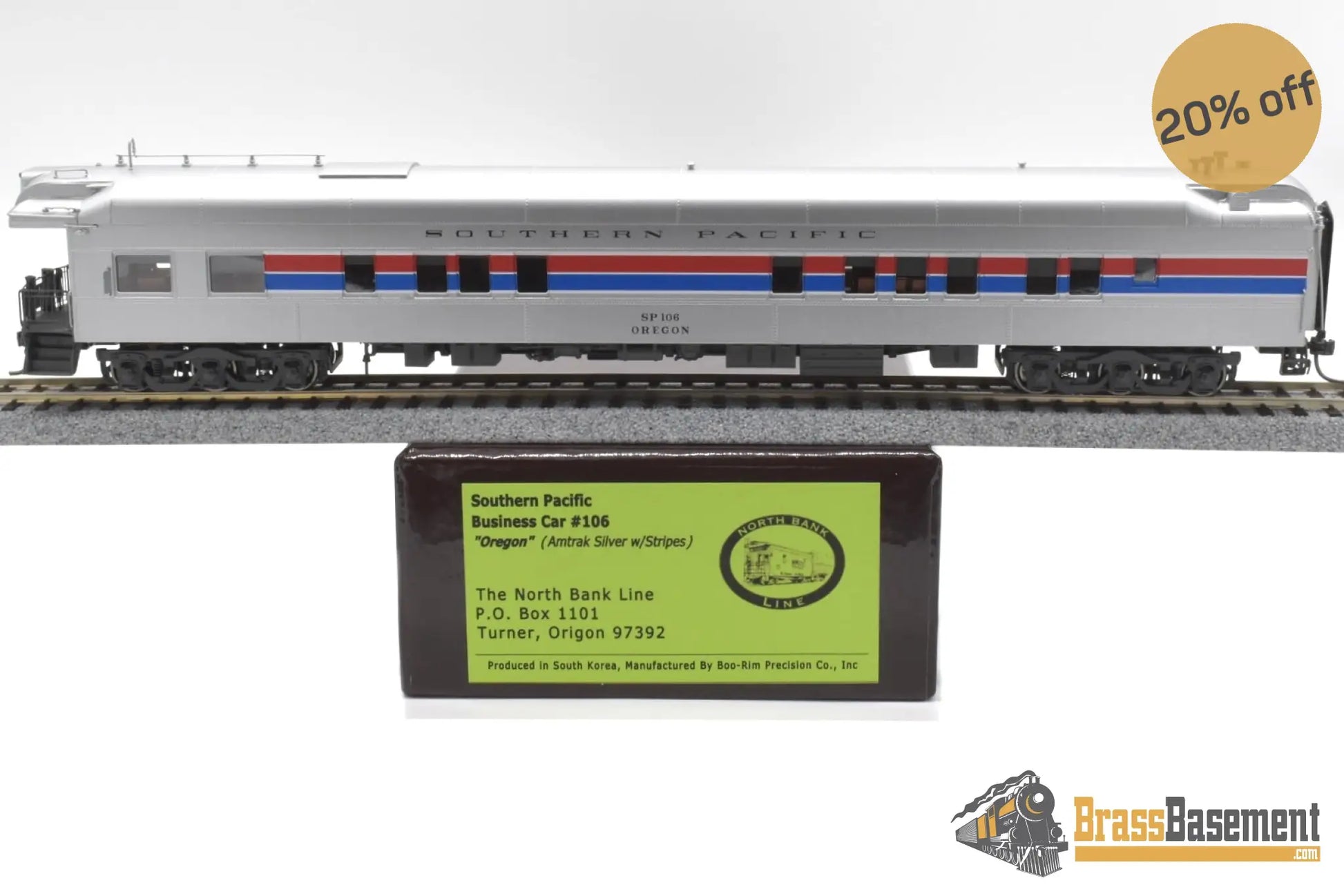Ho Brass - Nbl Sp Business Car #106 ’Oregon’ 1975 - 1982 Era Version 1E Fp (Amtrak) Silver W/