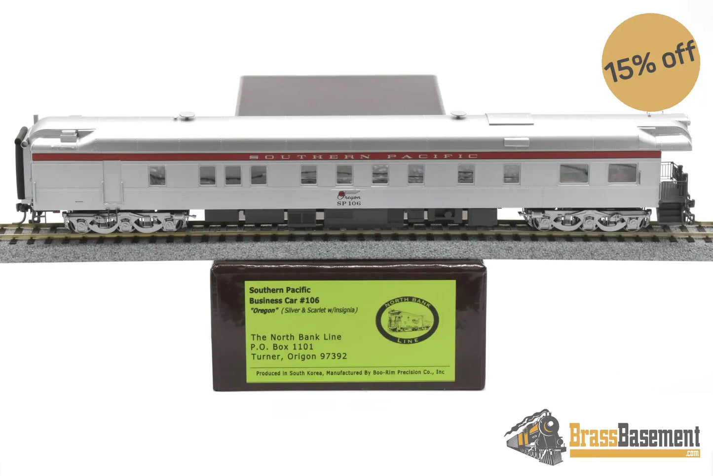Ho Brass - Nbl Sp Business Car #106 ’Oregon’ 1982 - 1996 Era Version 1F Fp Silver / Scarlet