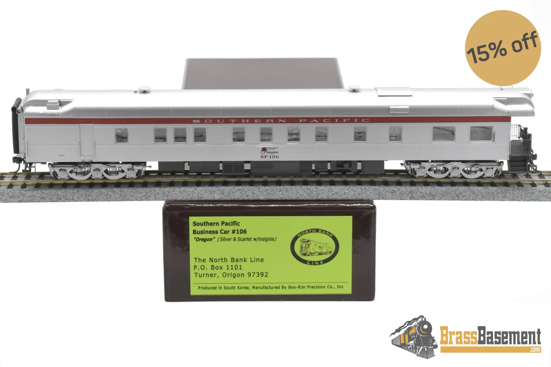 Ho Brass - Nbl Sp Business Car #106 ’Oregon’ 1982 - 1996 Era Version 1F Fp Silver / Scarlet