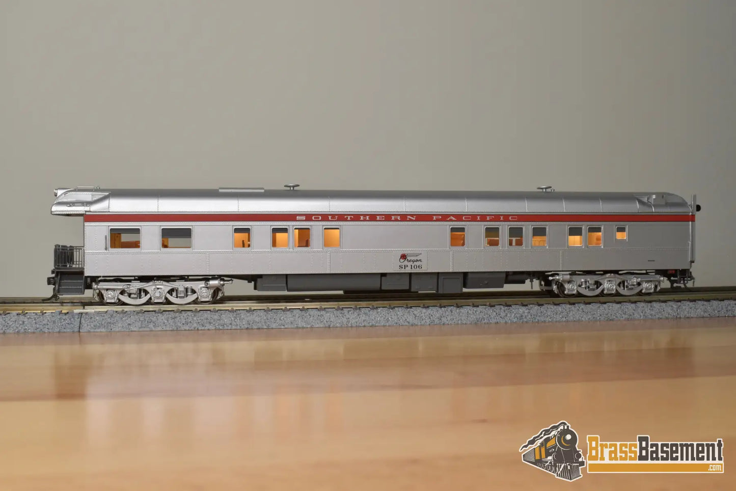 Ho Brass - Nbl Sp Business Car #106 ’Oregon’ 1982 - 1996 Era Version 1F Fp Silver / Scarlet