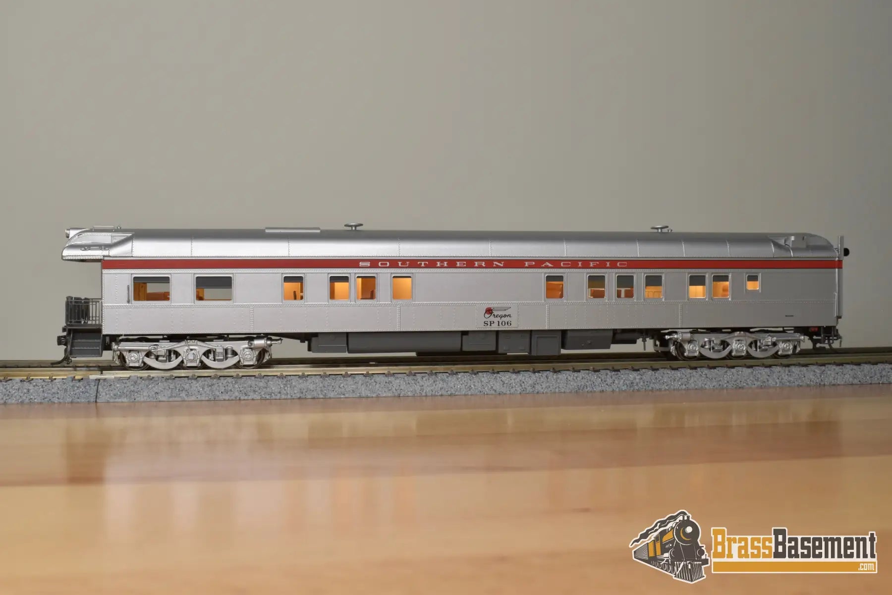 Ho Brass - Nbl Sp Business Car #106 ’Oregon’ 1982 - 1996 Era Version 1F Fp Silver / Scarlet