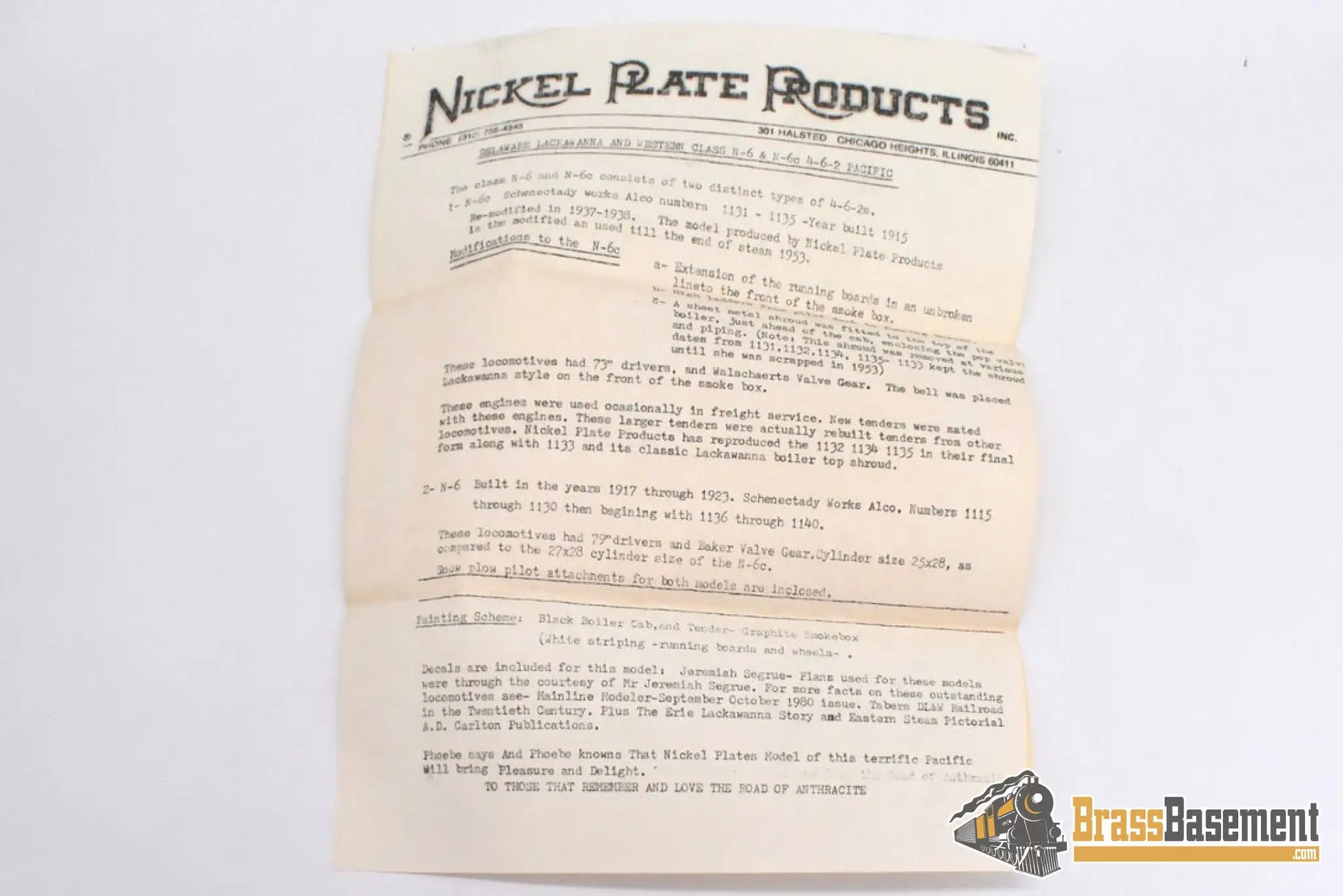 Ho Brass - Nickel Plate Products Npp Dl&W Lackawanna N-6 Pacific 4-6-2 Unpainted 1984 Steam