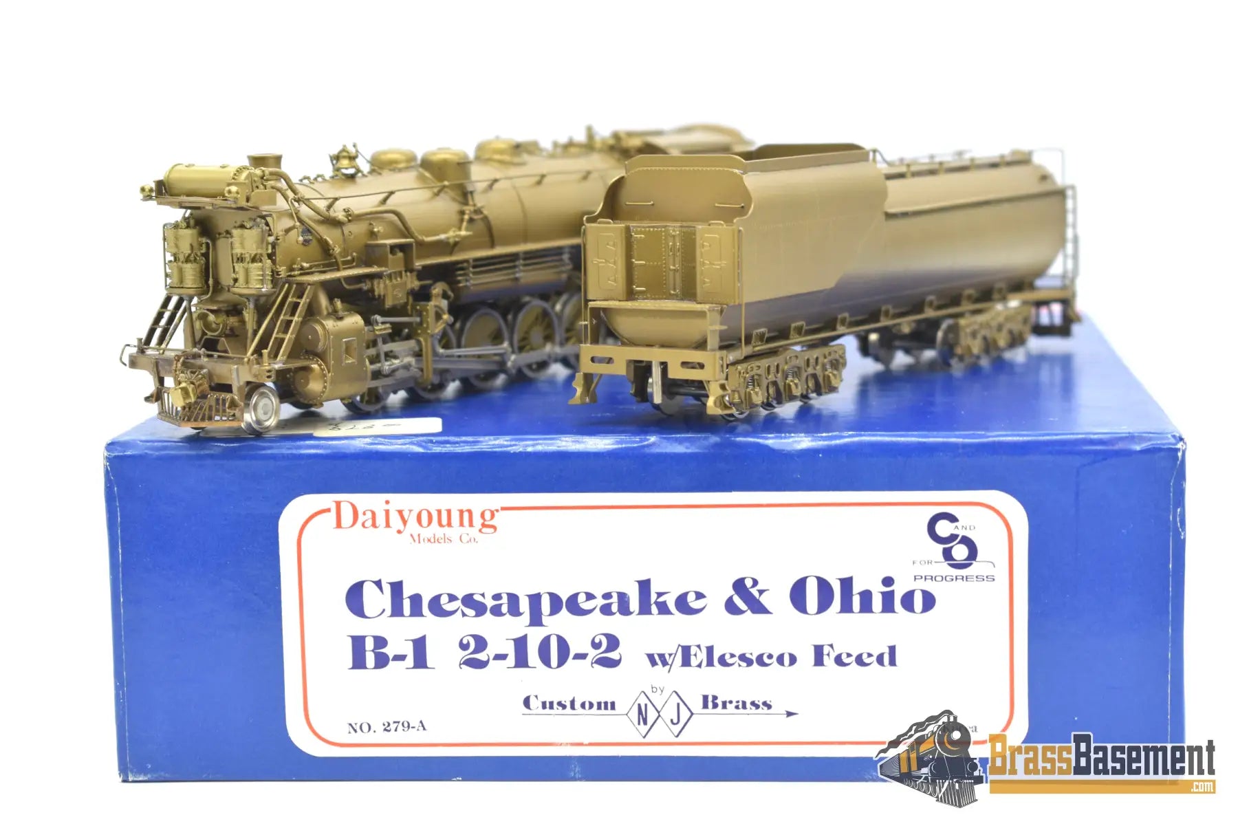 Ho Brass - Njcb 279A Chesapeake & Ohio C&O B - 1 2 - 10 - 2 W/ Elesco Fwh Unpainted Steam