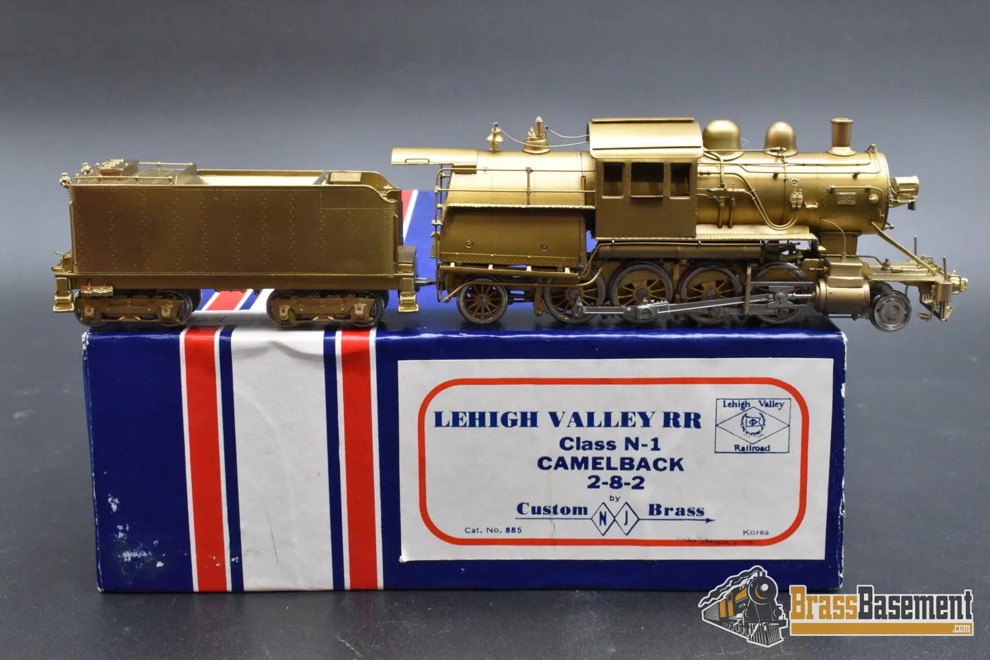 HO Brass - NJCB 885 Lehigh Valley N-1 Camelback 2-8-2 Unpainted - Mint Steam
