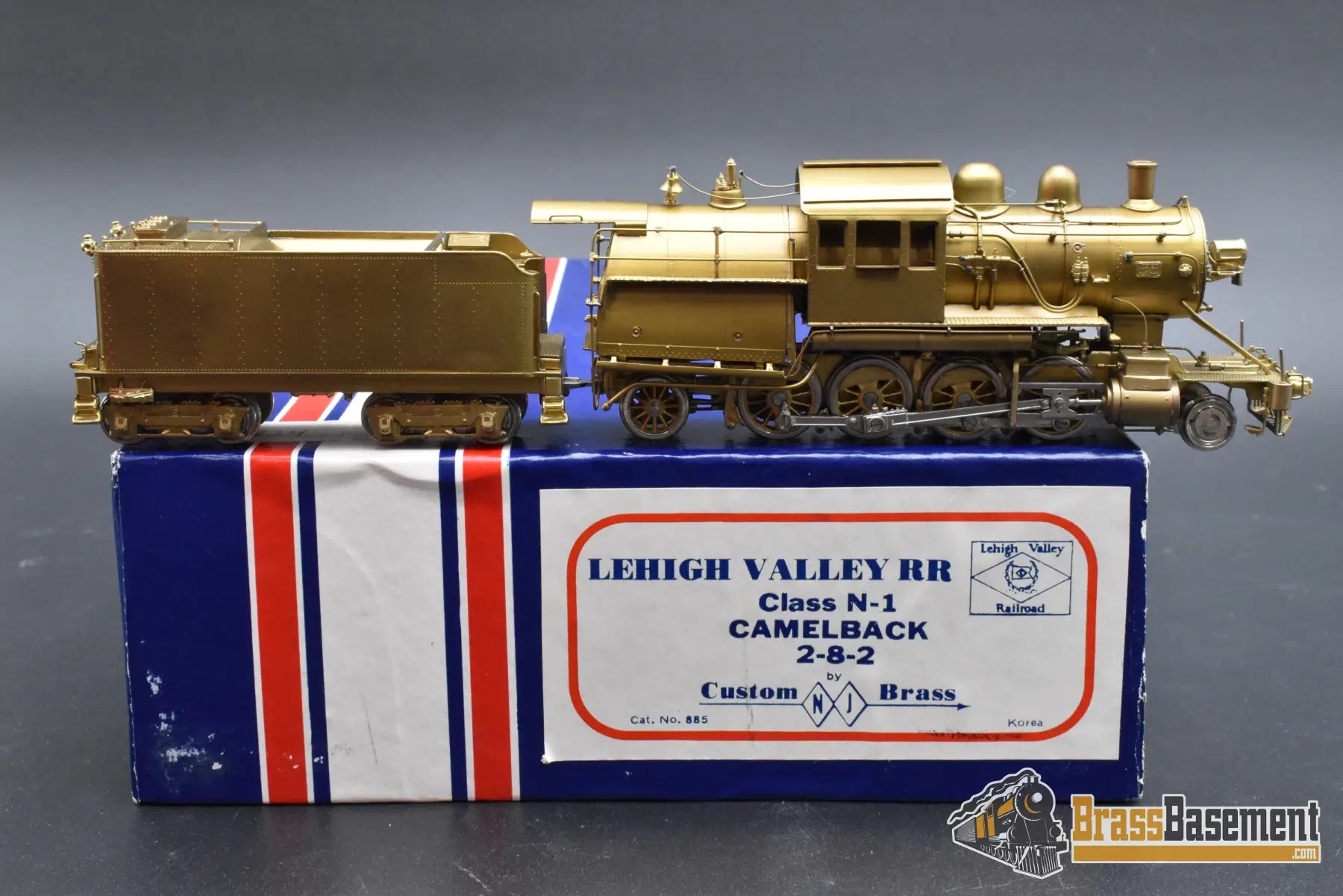 HO Brass - NJCB 885 Lehigh Valley N-1 Camelback 2-8-2 Unpainted - Mint Steam