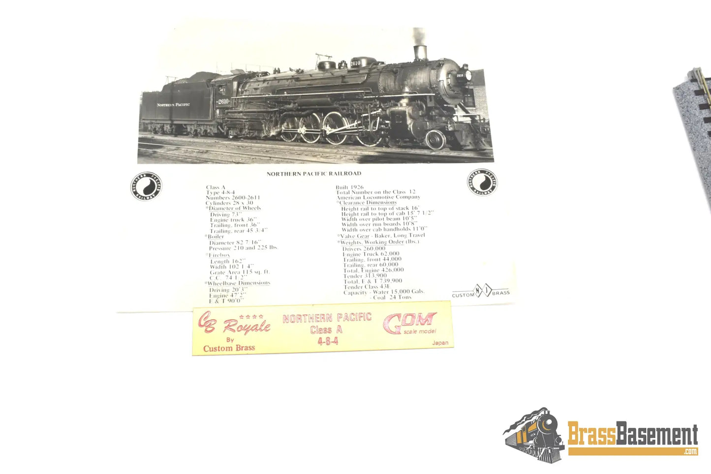 Ho Brass - Njcb Gom Northern Pacific Class A 4 - 8 - 4 ‘Northern’ #2600 Hal Maynard Pro Paint Steam