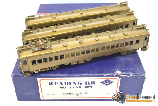 Ho Brass - Njcb Reading Railroad Self Propelled Mu 3 - Car Set Unpainted Passenger