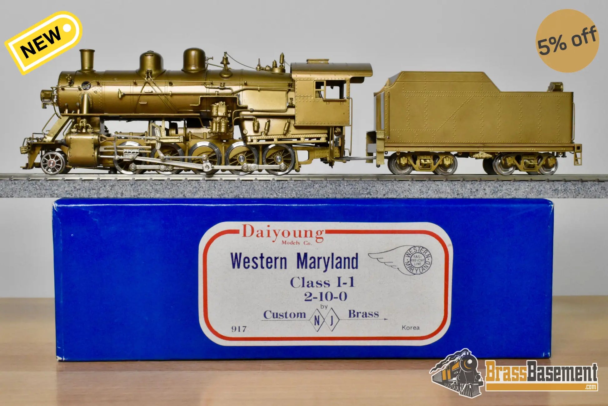 HO Brass - NJCB Western Maryland WM I-1 2-10-0 - Mint Unpainted - Steam