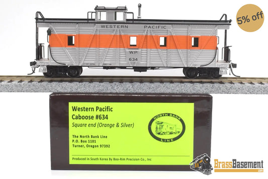 Ho Brass - North Bank Line Nbl Western Pacific Wp Caboose #634 Fp Orange / Silver