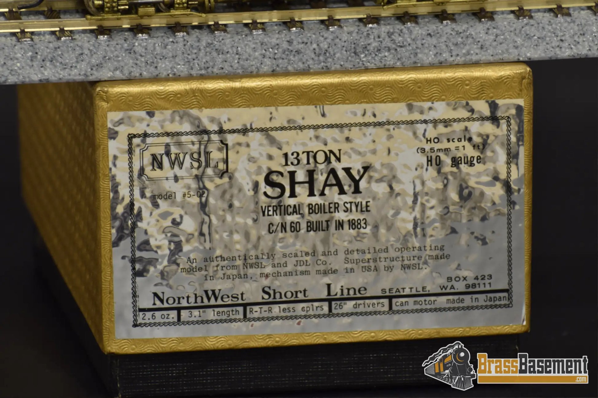 Ho Brass - Nwsl 13 - Ton Vertical Boiler Shay C/N 60 As Built 1883 Mint Steam