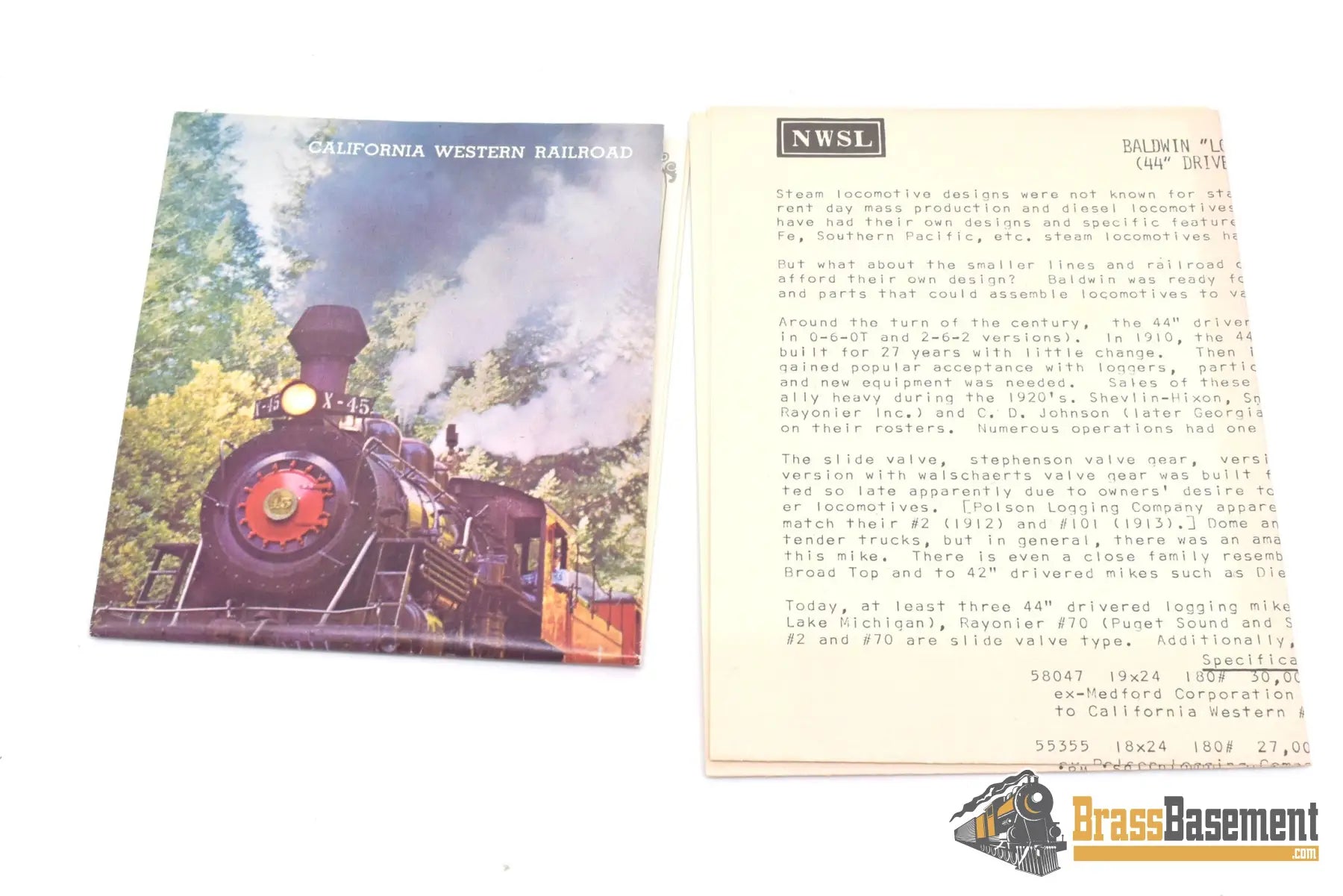 Ho Brass - Nwsl Baldwin 70 - Ton Logging Mikado 2 - 8 - 2 California Western Version Unpainted Steam