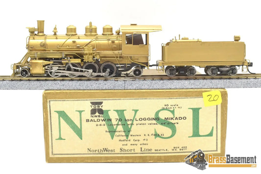 Ho Brass - Nwsl Baldwin 70 - Ton Logging Mikado 2 - 8 - 2 California Western Version Unpainted Steam