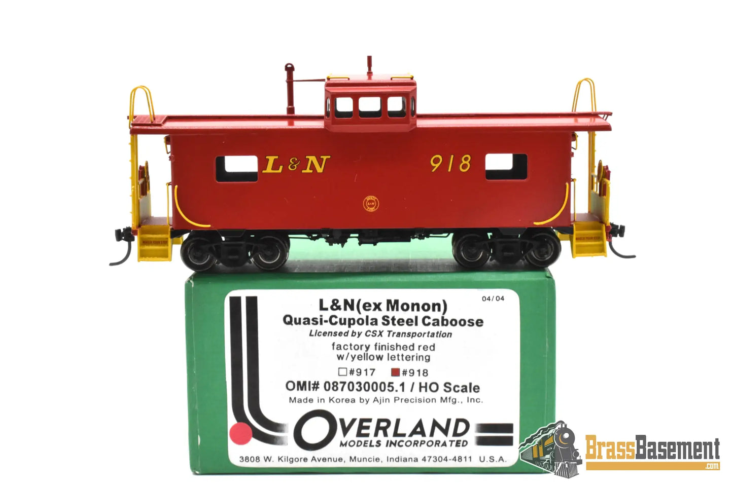 HO Brass - OMI 087030005.1 L&N Louisville & Nashville Quasi-Caboose #918 - F/P Red Caboose
