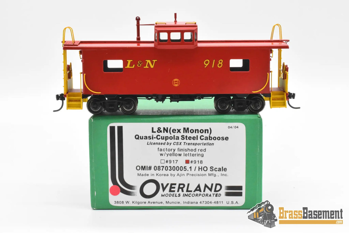 HO Brass - OMI 087030005.1 L&N Louisville & Nashville Quasi-Caboose #918 - F/P Red Caboose