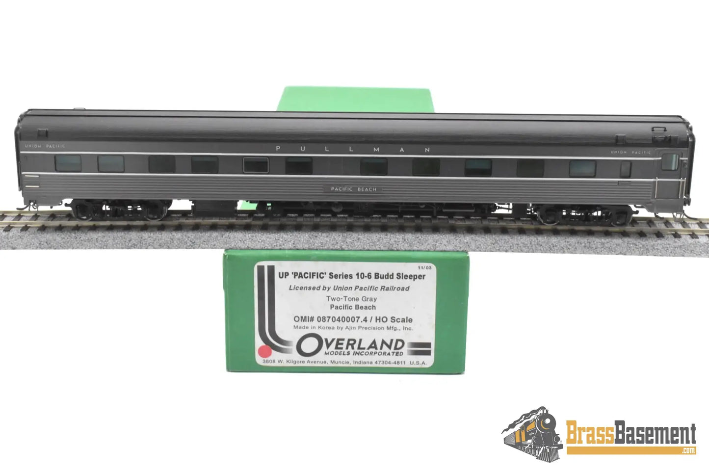 HO Brass - OMI 087040007.4 Union Pacific ‘Pacific Beach’ 10-6 Budd Sleeper - F/P 2-Tone Gray Passenger